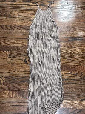 ASOS Pleated Slip Dress in Taupe/Gray pleats